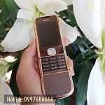 Nokia 8800 vàng hồng da nâu full đá kim cương