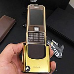 Nokia 8800 vàng hồng da nâu đính đá kim cương giữa